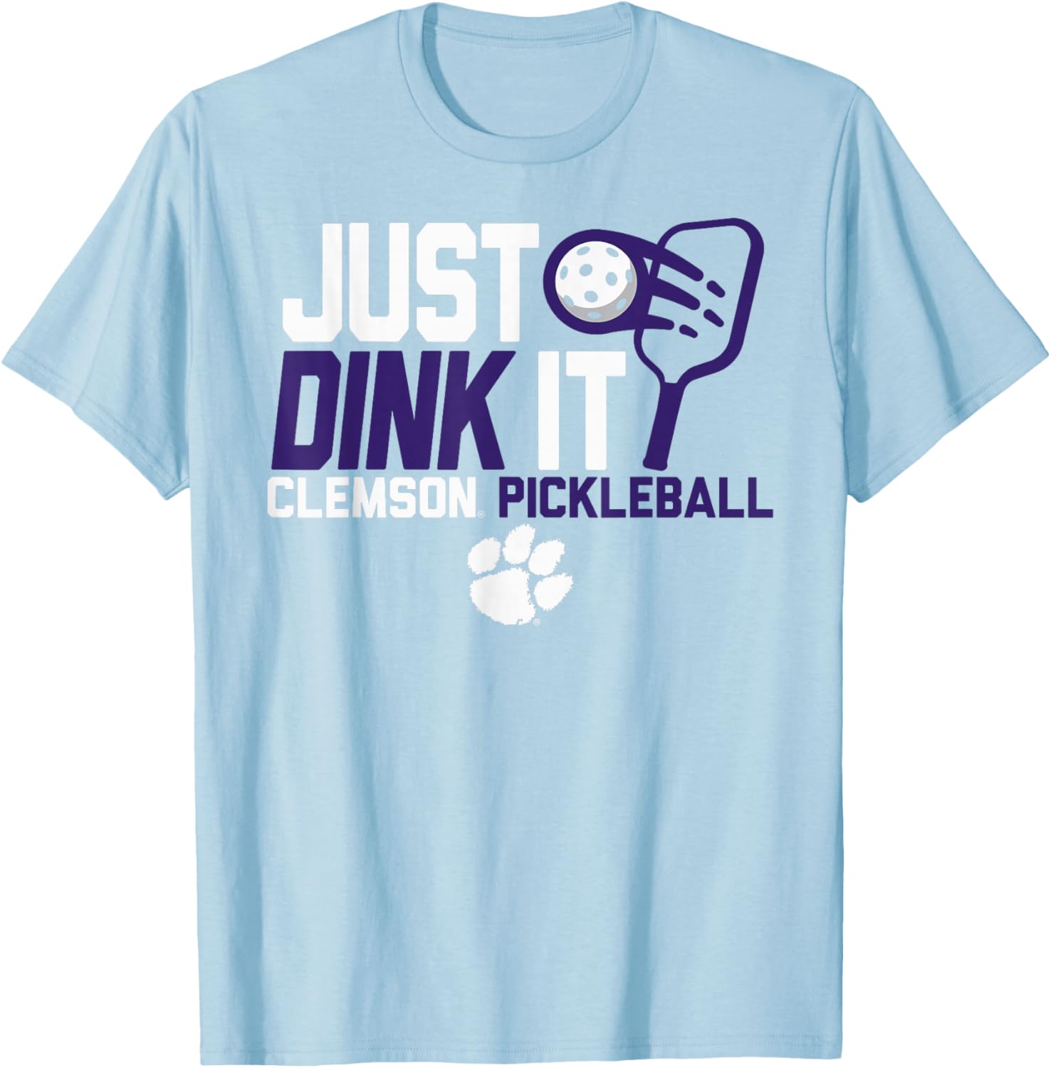 Clemson Tigers Pickleball Dink Orange Officially Licensed T-Shirt - T-Shirt | Light Blue