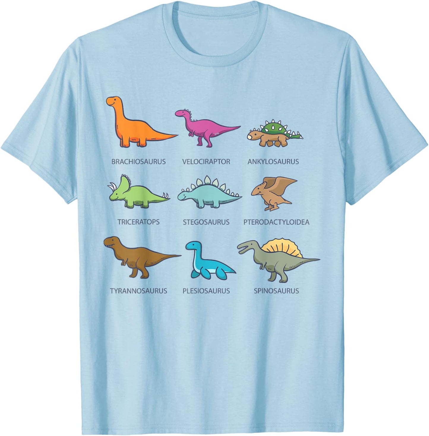Types of Dinosaurs Shirt | Educational Gift T-Shirt - T-Shirt | Light Blue
