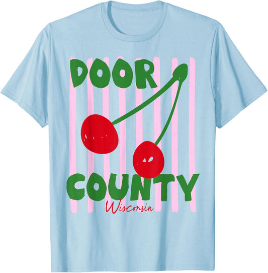 Door County Cherry T-Shirt - T-Shirt | Light Blue