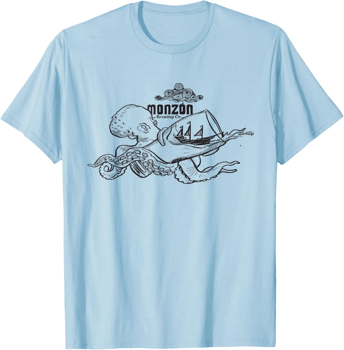 Octopus and Pint: T-Shirt - T-Shirt | Light Blue