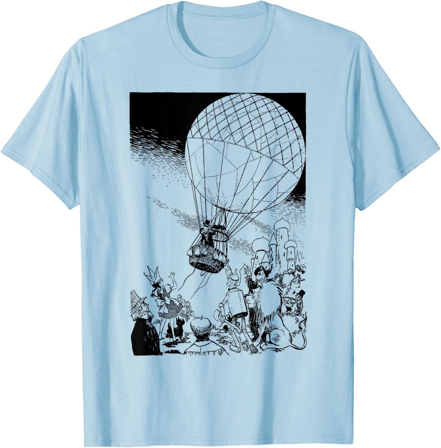 Vintage Wizard of OZ Wizard Art Retro Hot Air Balloon T-Shirt - T-Shirt | Light Blue