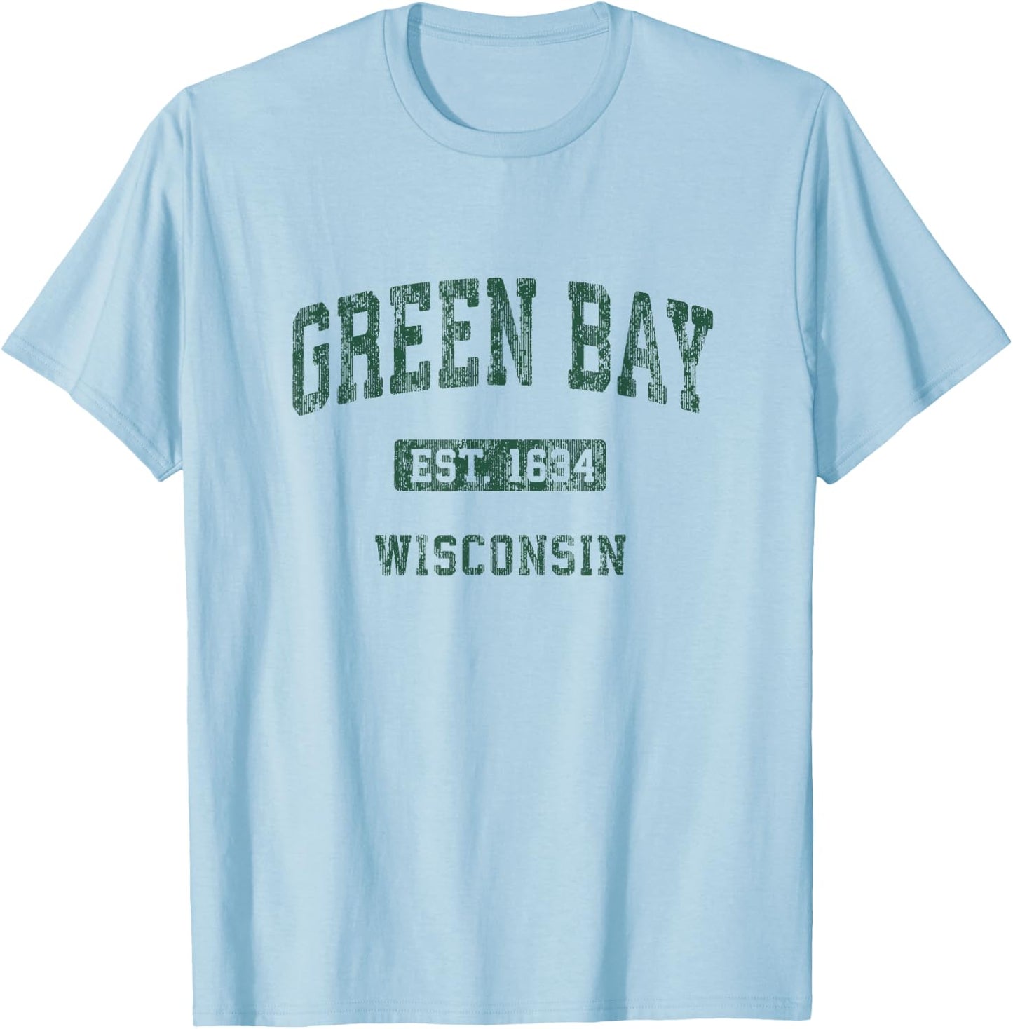 Green Bay Wisconsin WI Vintage Athletic Sports Design T-Shirt - T-Shirt | Light Blue