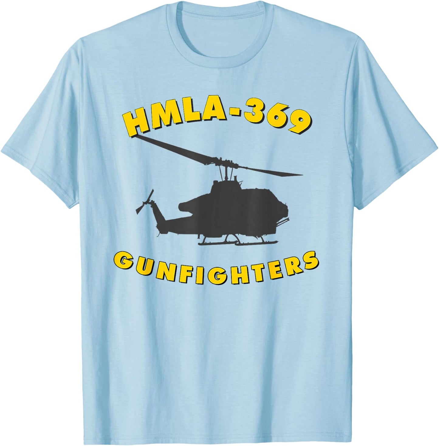 HMLA-369 Gunfighters Helicopter Attack Squadron AH-1W T-Shirt - T-Shirt | Light Blue