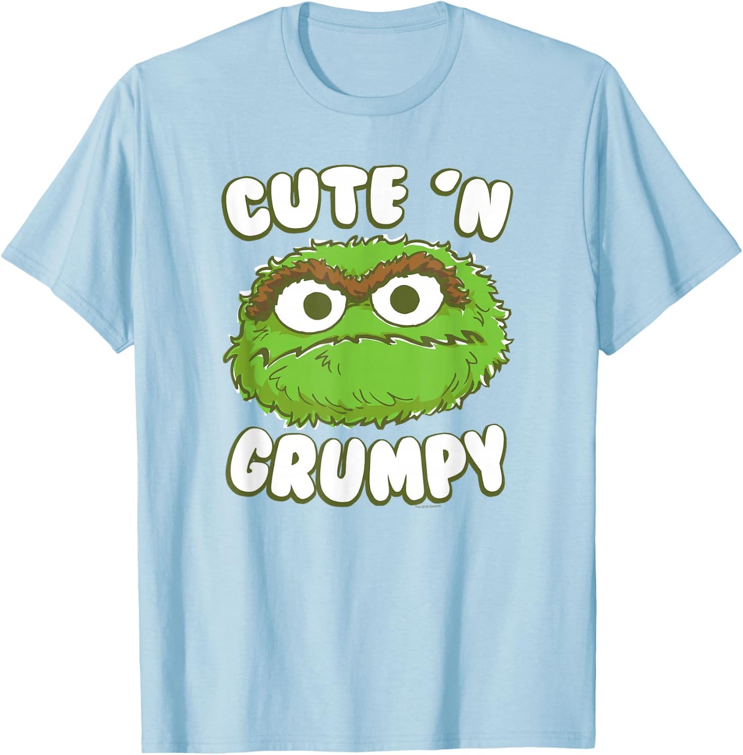 Sesame Street Oscar The Grouch Cute 'n' Grumpy T-Shirt - T-Shirt | Light Blue