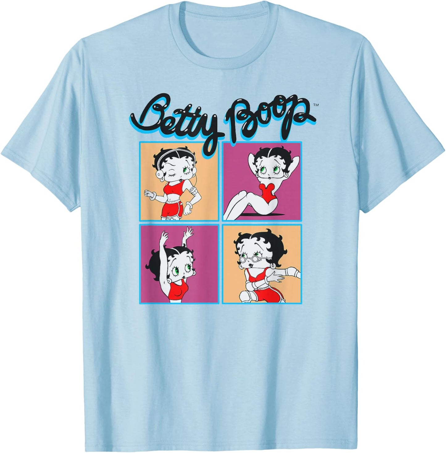 Betty Boop Workout Pose Collage T-Shirt - T-Shirt | Light Blue