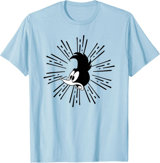 Woody Woodpecker Panic in Black T-Shirt - T-Shirt | Light Blue