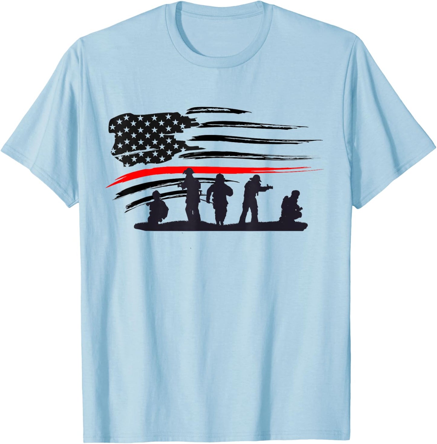 Vintage Thin Red Line shirt, Firefighter gift American Flag T-Shirt - T-Shirt | Light Blue