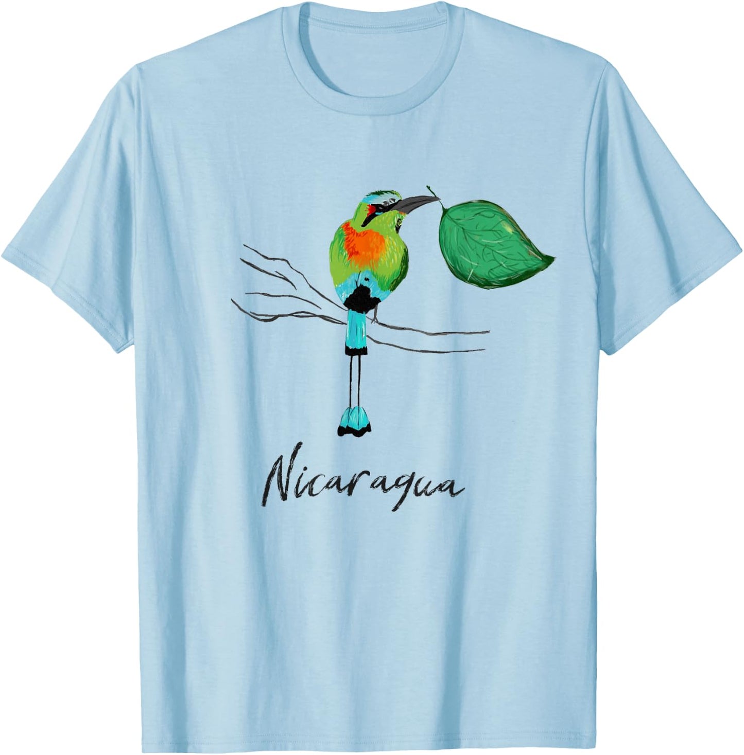 Nicaragua Guardabarranco Colorful national bird shirt T-Shirt - T-Shirt | Light Blue