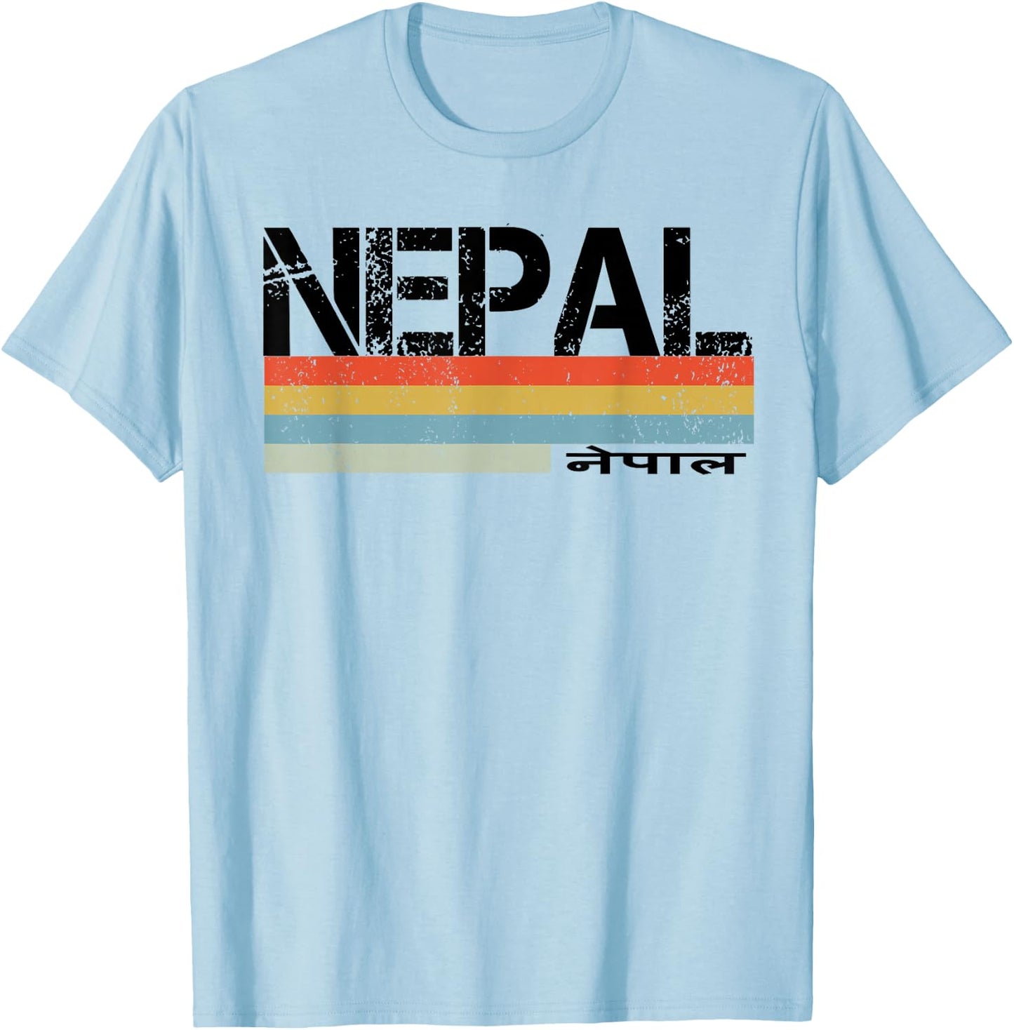 Nepal Language Vintage Stripes T-Shirt - T-Shirt | Light Blue