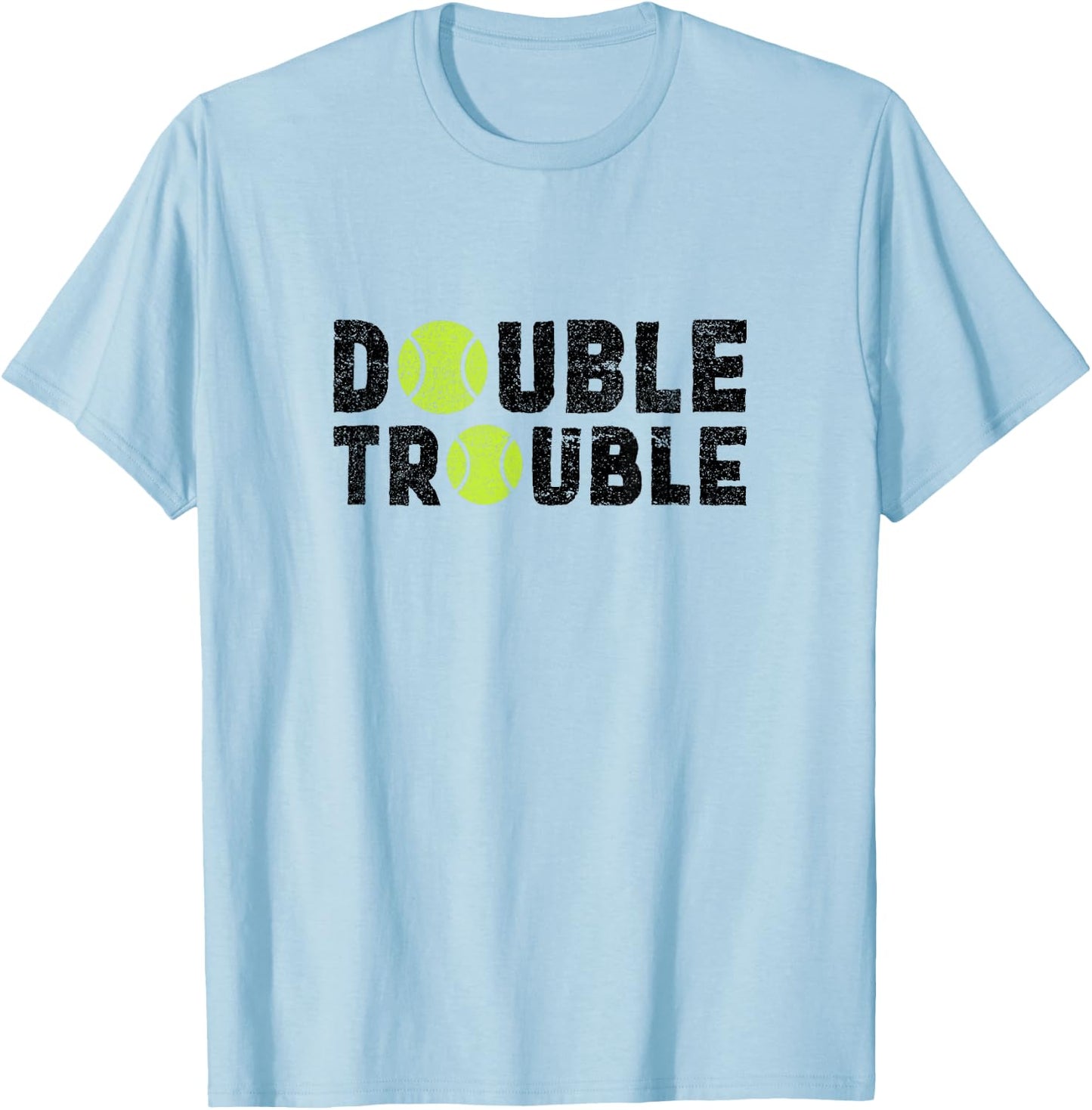 Double Trouble - Doubles Players - Funny Tennis Shirt T-Shirt - T-Shirt | Light Blue