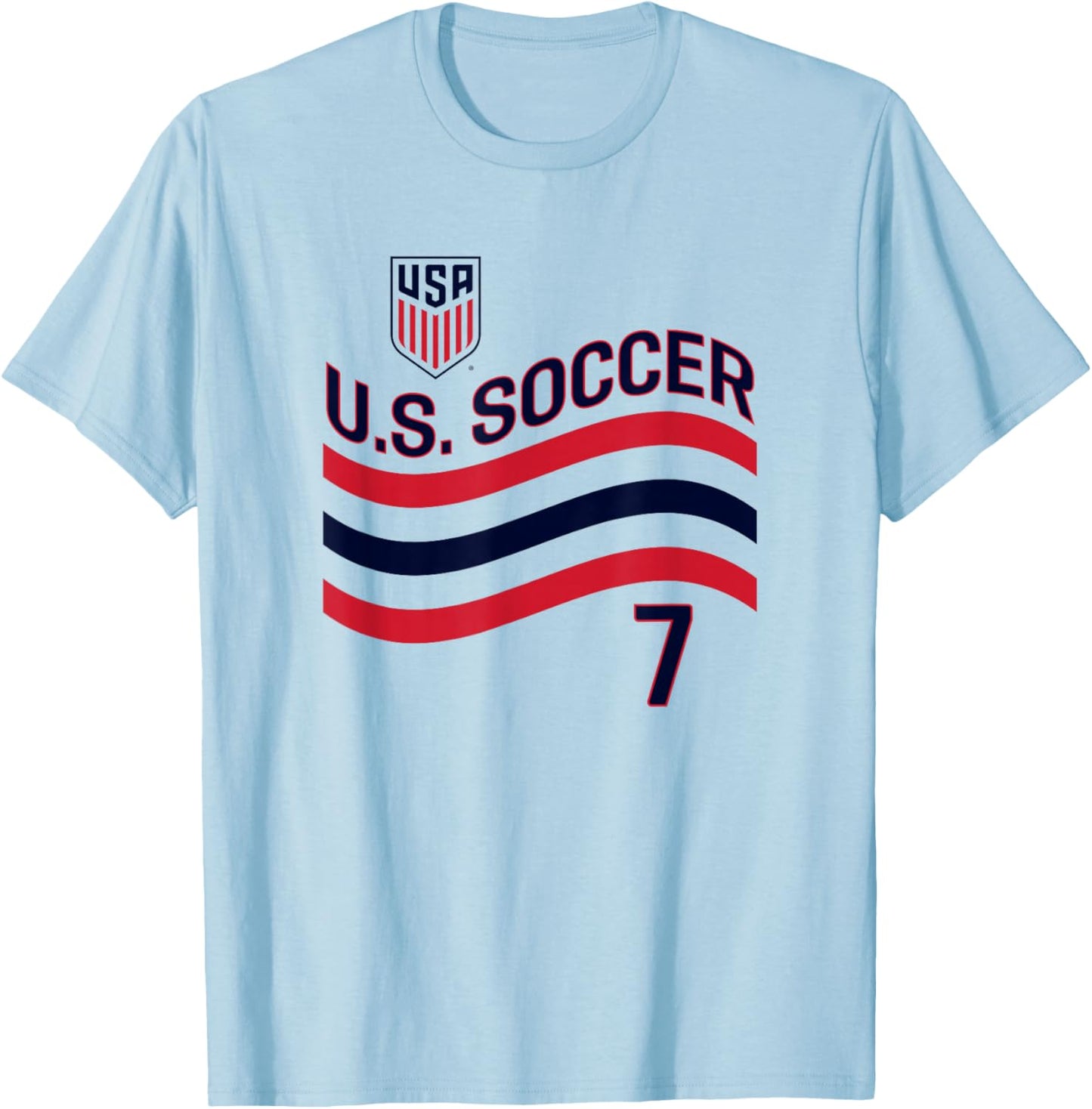 Gio Reyna 7 White USMNT Officially Licensed T-Shirt - T-Shirt | Light Blue