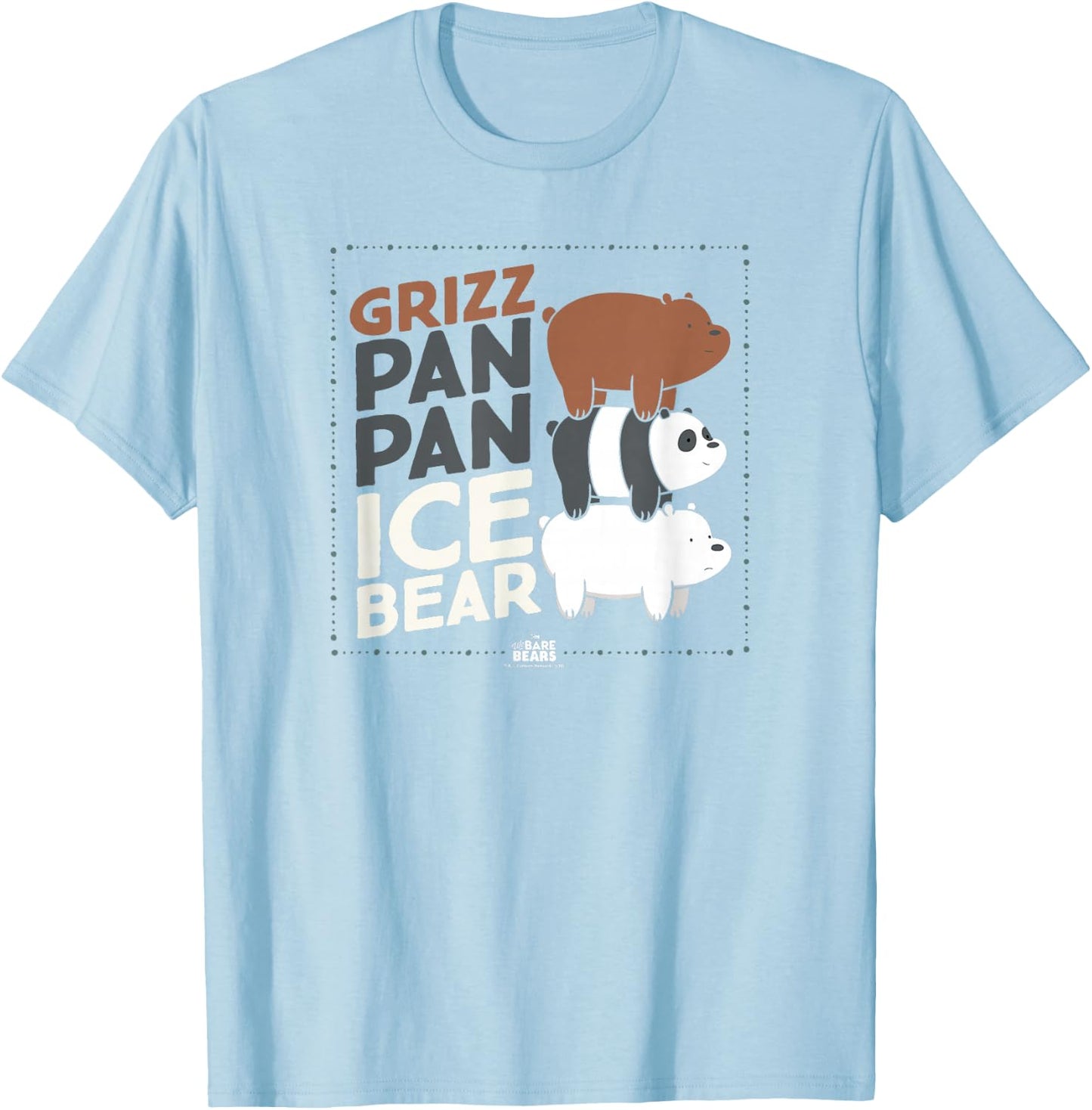 We Bare Bears Grizz Pan Pan Ice Bear T-Shirt - T-Shirt | Light Blue