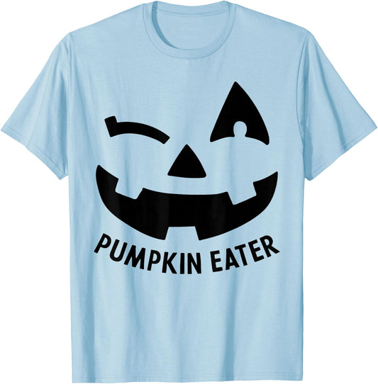 Naughty Pumpkin Eater Fun Matching Couple Halloween Costume T-Shirt - T-Shirt | Light Blue