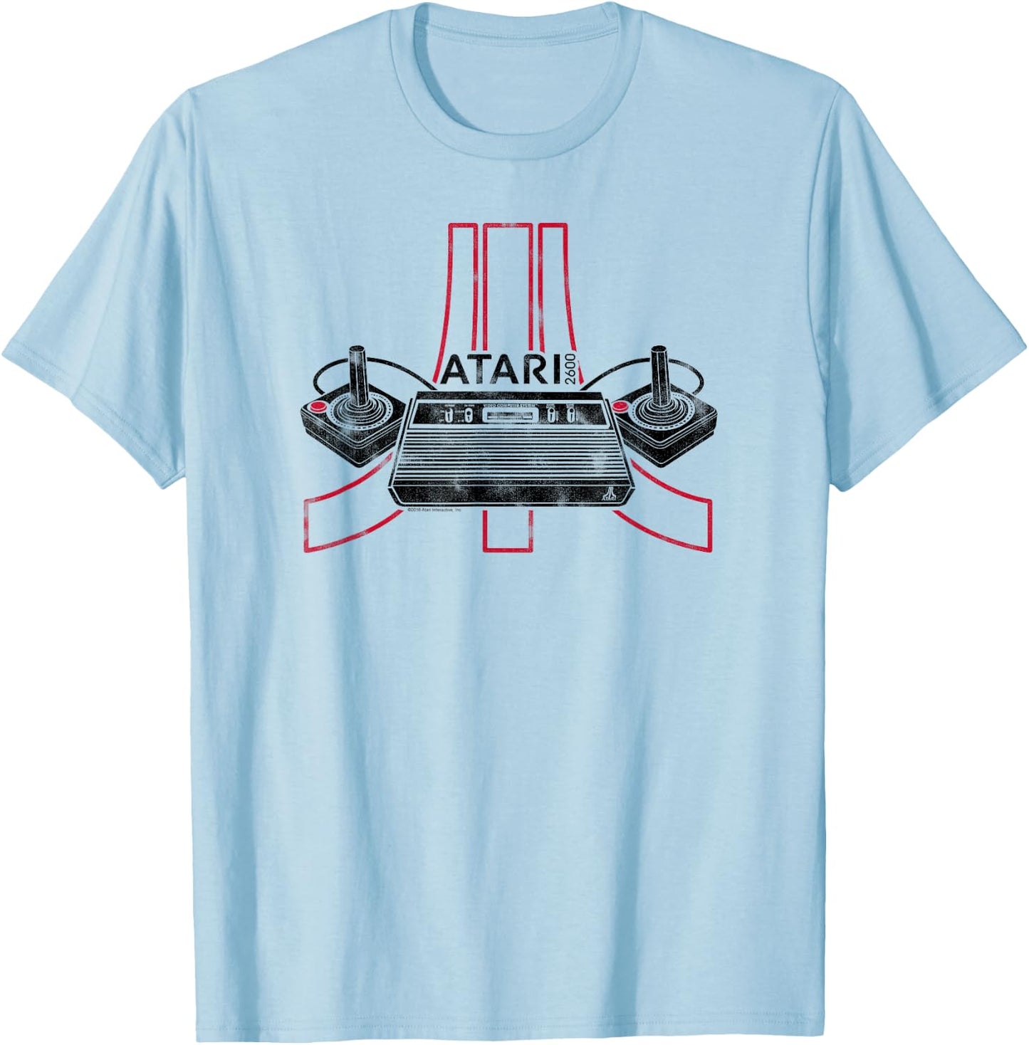 ATARI 2600 Gaming Console & Joysticks Logo T-Shirt - T-Shirt | Light Blue