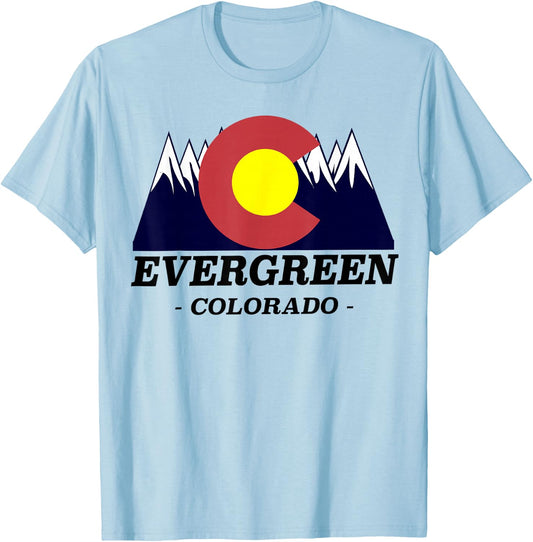 Evergreen Colorado - | Souvenir - Mountains Gift T-Shirt - T-Shirt | Light Blue