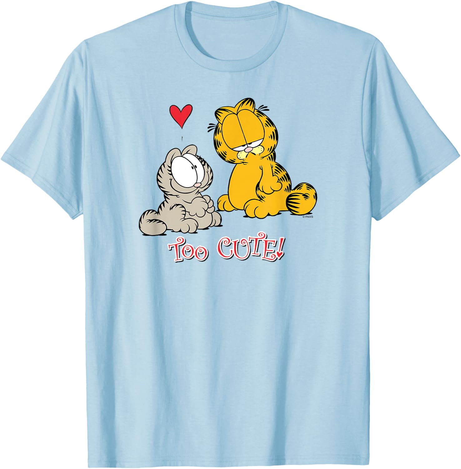 Garfield Too Cute - Women's Classic Fit Pink Cartoon - Small T-Shirt - T-Shirt | Light Blue