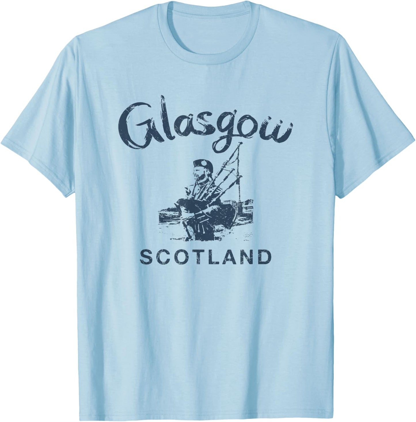 Scotland Glasgow Bagpipes Scottish Vintage Gaelic T-Shirt - T-Shirt | Light Blue