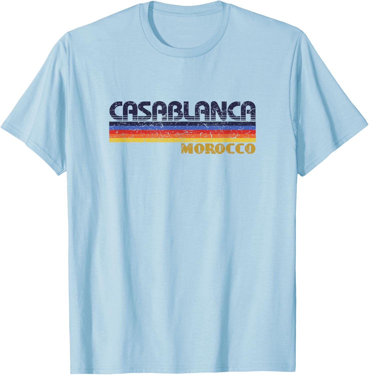Casablanca Morocco Vintage 80s Style Retro T-Shirt - T-Shirt | Light Blue
