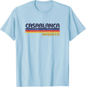 Casablanca Morocco Vintage 80s Style Retro T-Shirt - T-Shirt | Light Blue