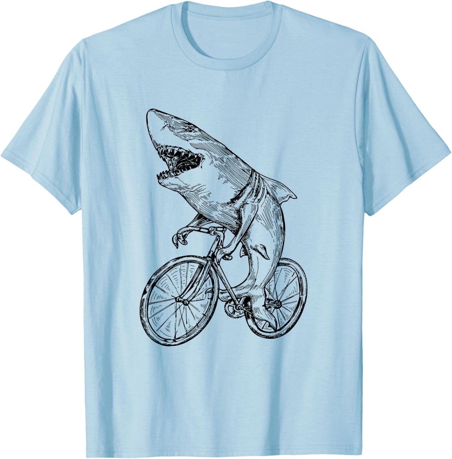 Shark Cycling Bicycle Beach Cyclist Fish Biker Biking Bike Men Women Kids T-Shirt - T-Shirt | Light Blue