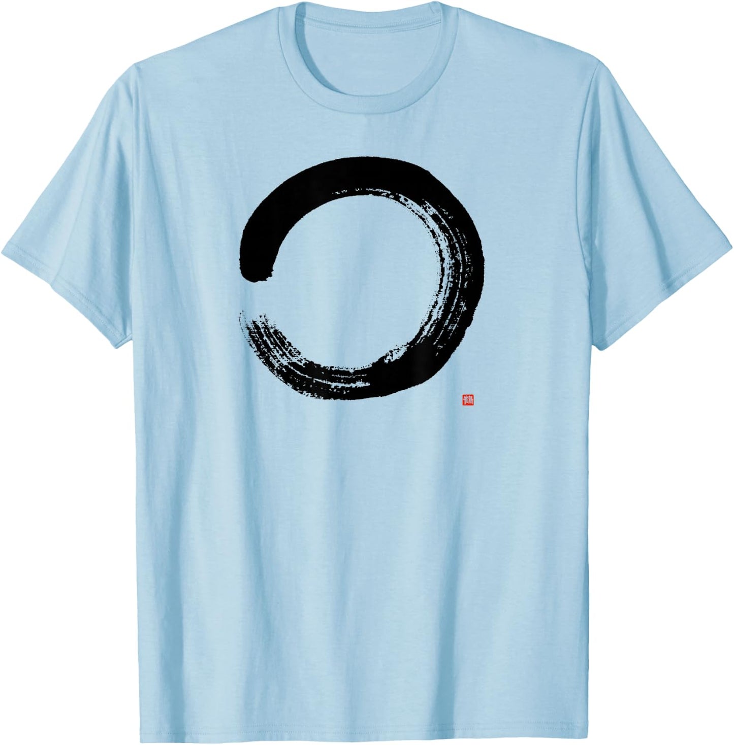 Zen Enso : Artistic Japanese Enso Circle Painting T-Shirt - T-Shirt | Light Blue