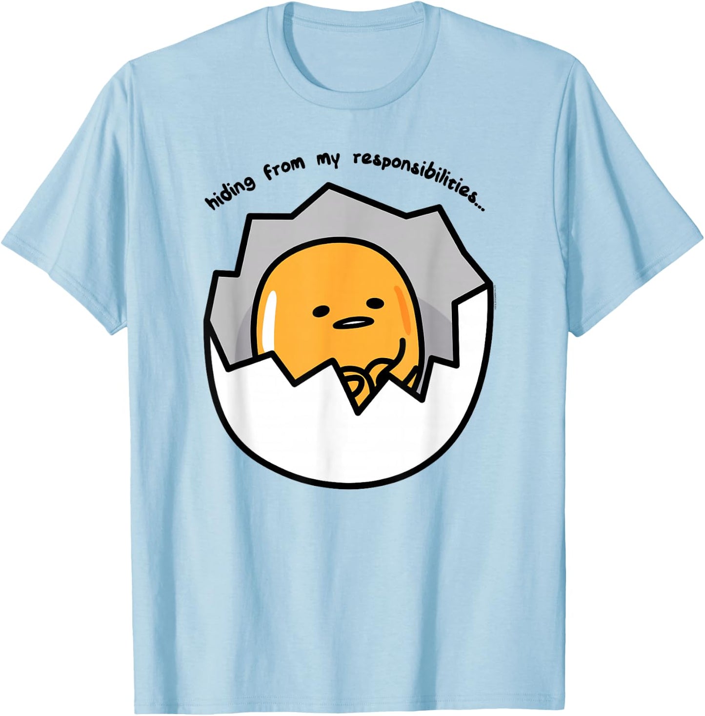 Gudetama the Lazy Egg Hiding from Responsibilities T-Shirt - T-Shirt | Light Blue
