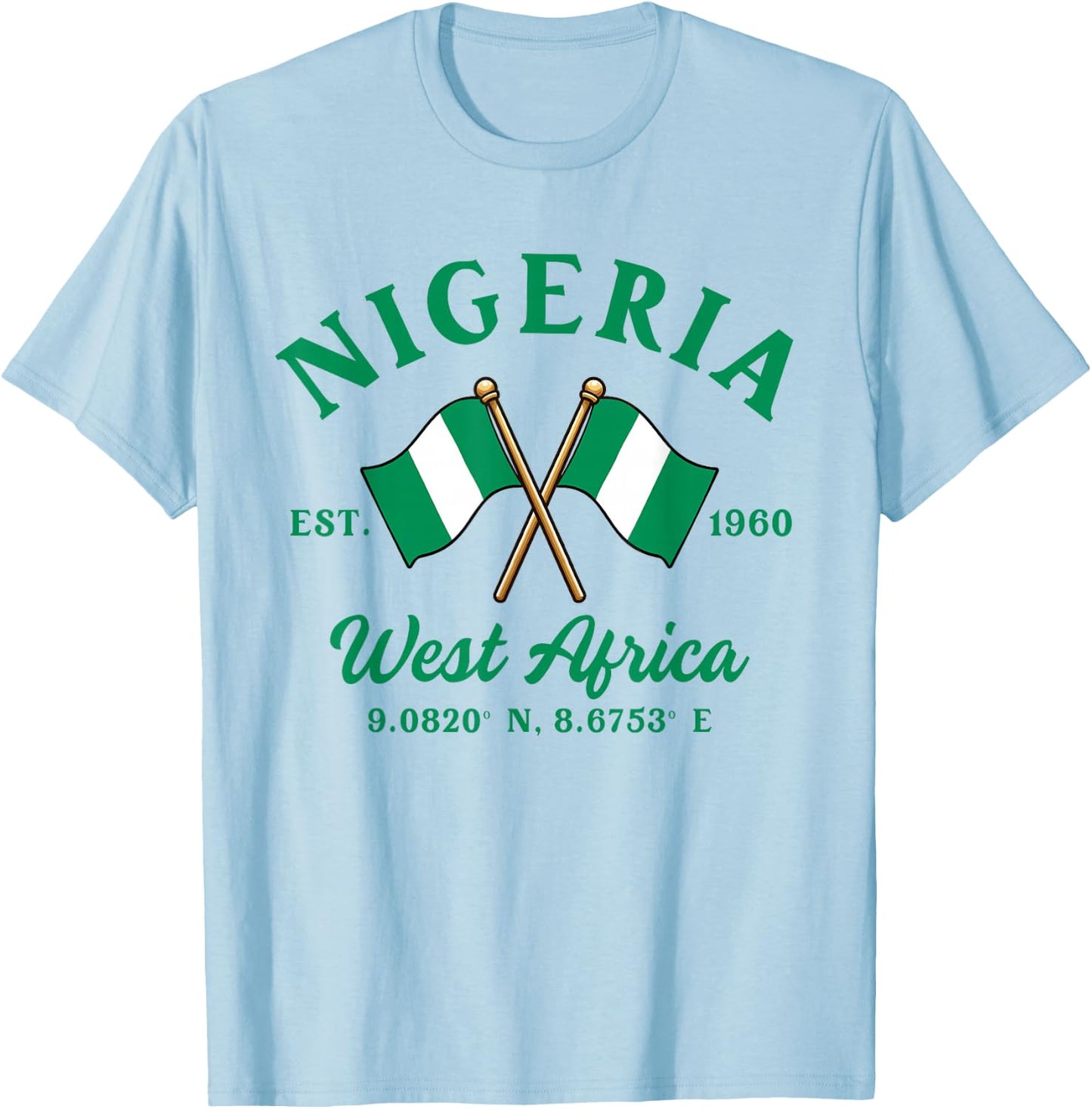 Nigeria Nigerian Cross Flag Nigerian Root Pride Heritage T-Shirt - T-Shirt | Light Blue
