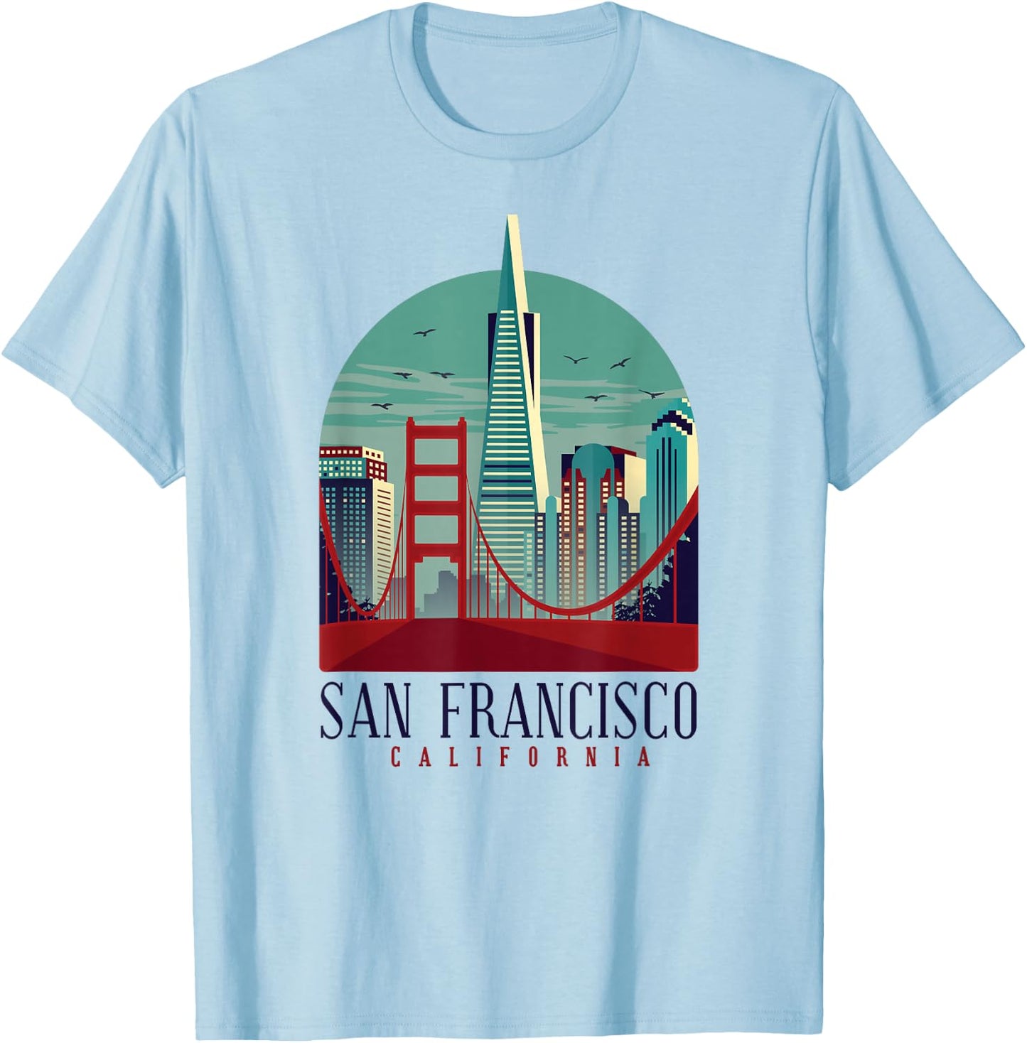 San Francisco California Golden Gate Bridge Souvenir Gift T-Shirt - T-Shirt | Light Blue