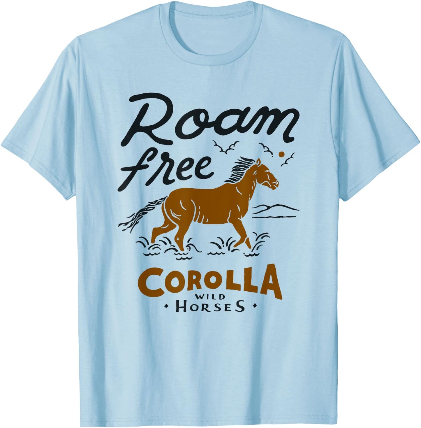 Corolla Wild Horse T Shirt Outer Banks Souvenirs OBX NC T-Shirt - T-Shirt | Light Blue