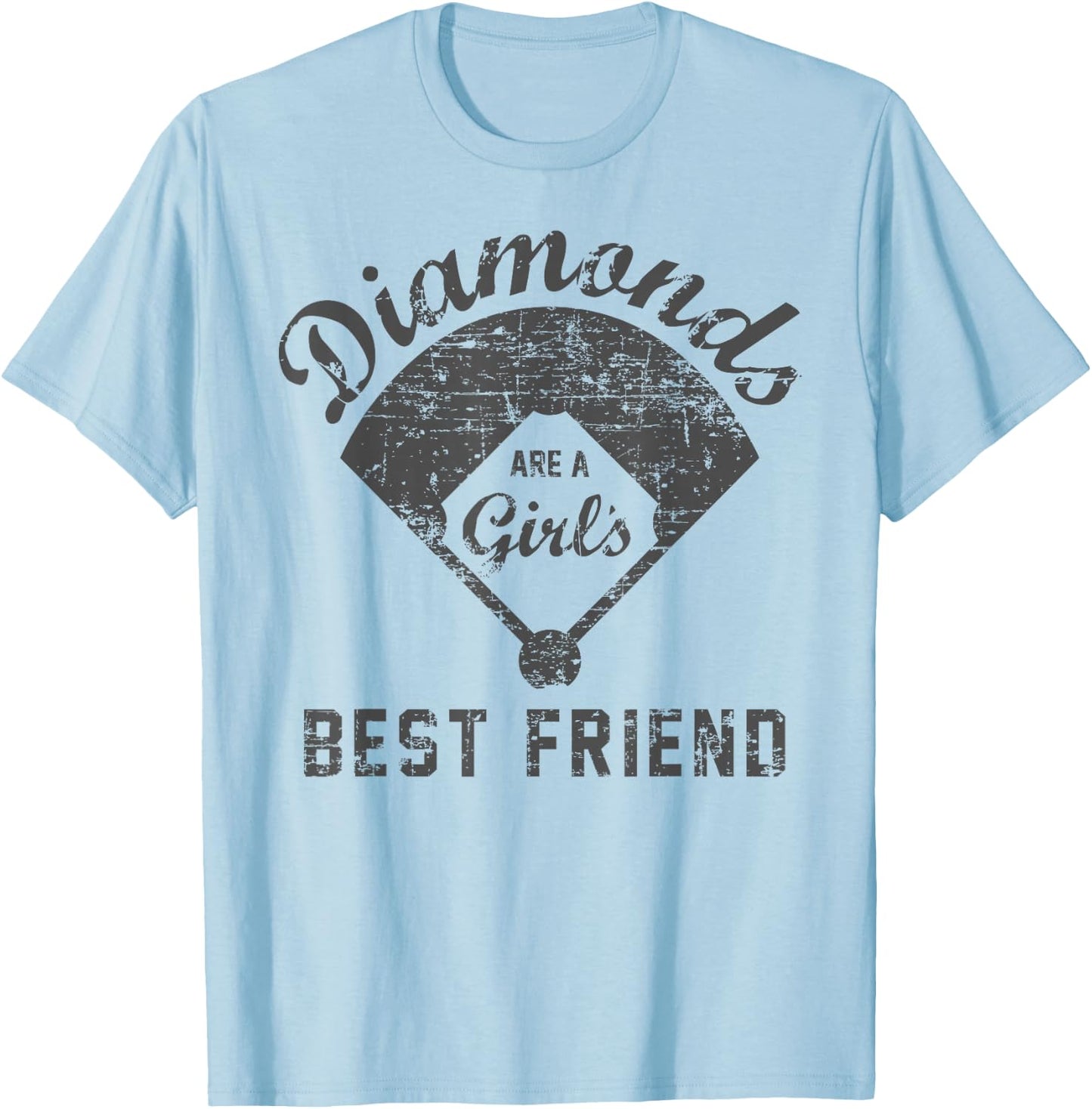 Diamonds are a Girl's Best Friend Shirt Softball Mom Gift T-Shirt - T-Shirt | Light Blue