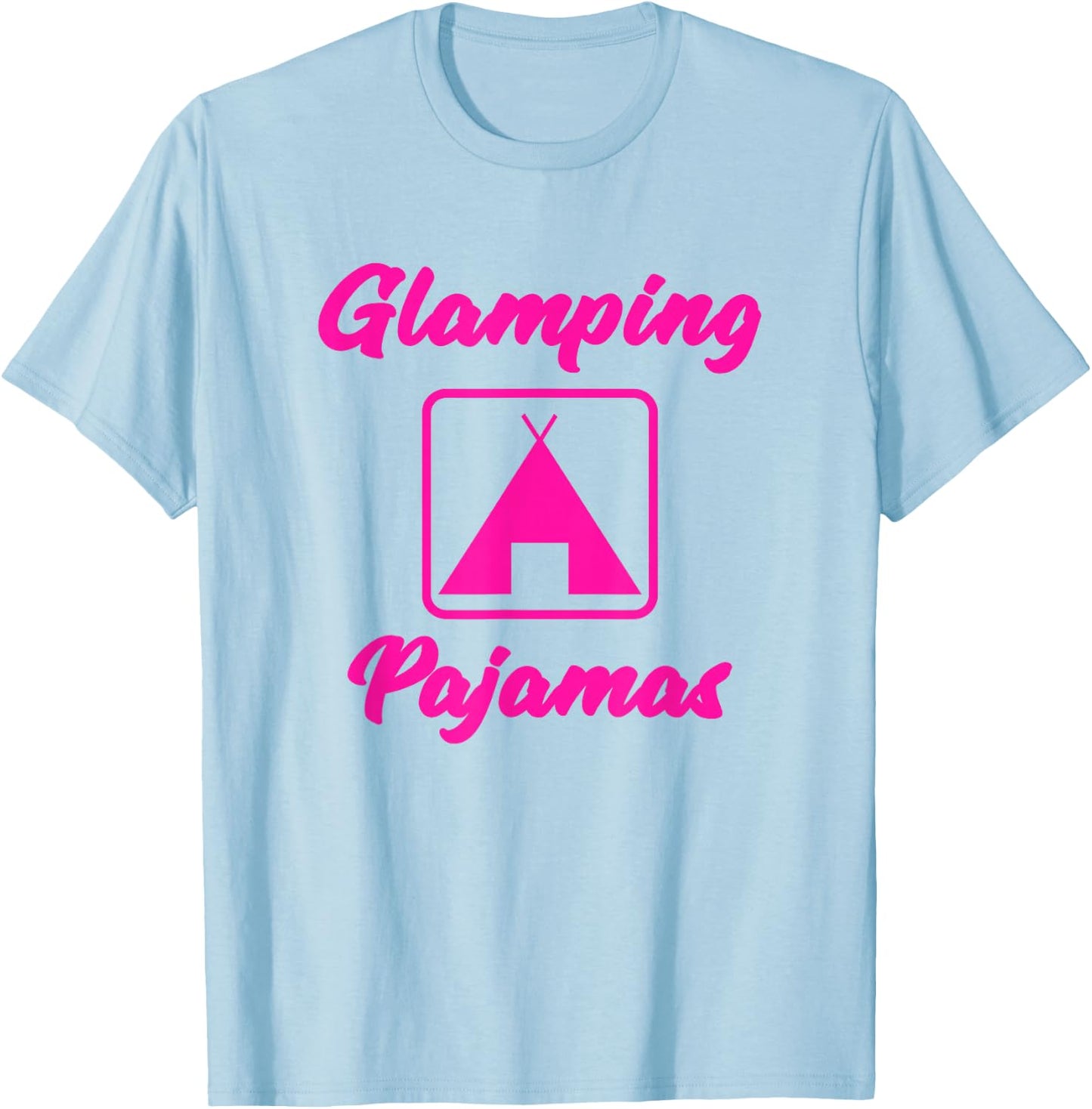 Women Camping Pajamas Shirt Happy Camper Pajamas T Shirt T-Shirt - T-Shirt | Light Blue