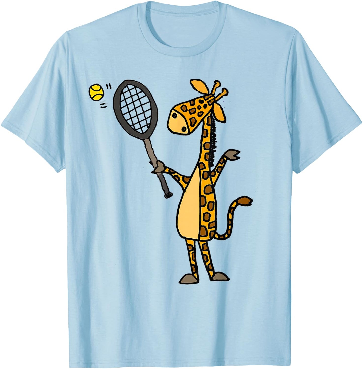 SmileteesSports Funny Giraffe Playing Tennis T-Shirt - T-Shirt | Light Blue
