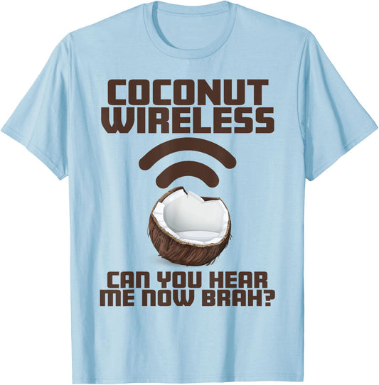 Coconut Wireless - Funny Island Style Hawaii Souvenir T-Shirt - T-Shirt | Light Blue