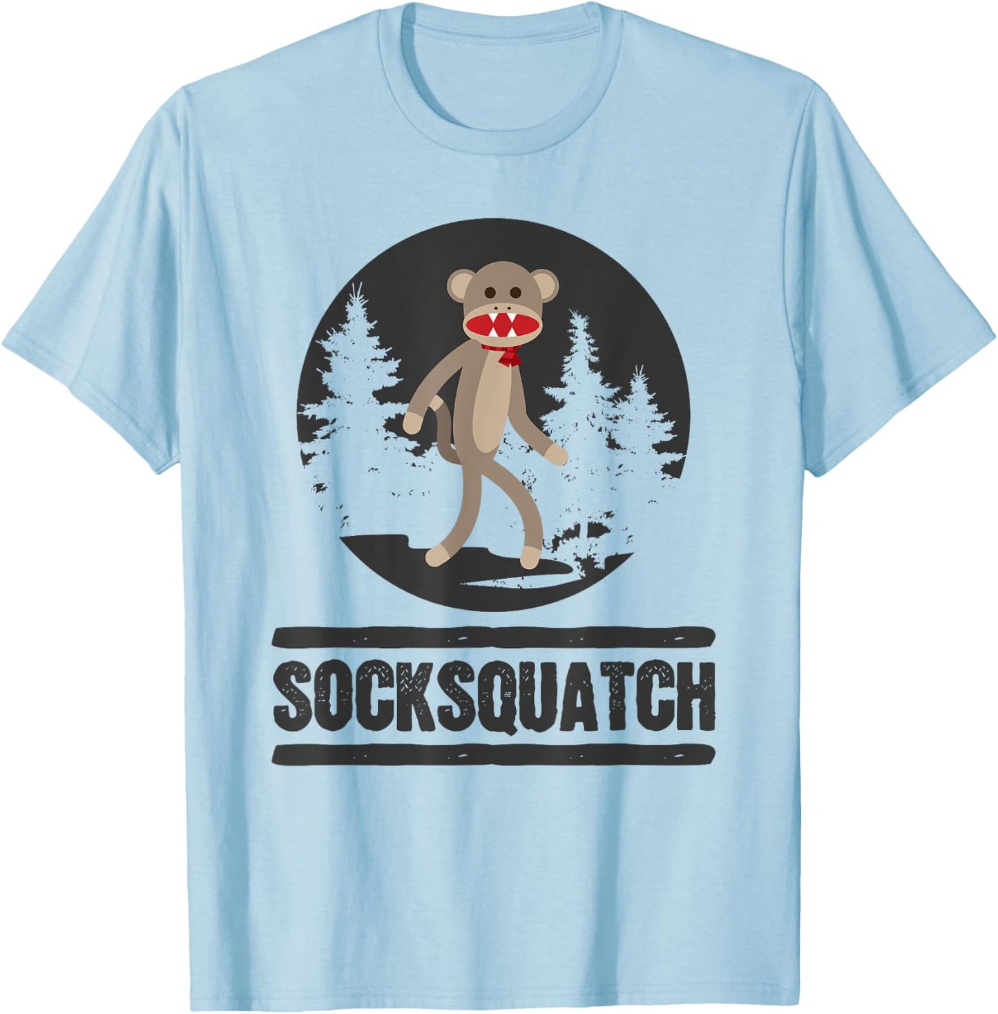Funny Bigfoot Sighting Sock Monkey Squatch Socksquatch T-Shirt - T-Shirt | Light Blue