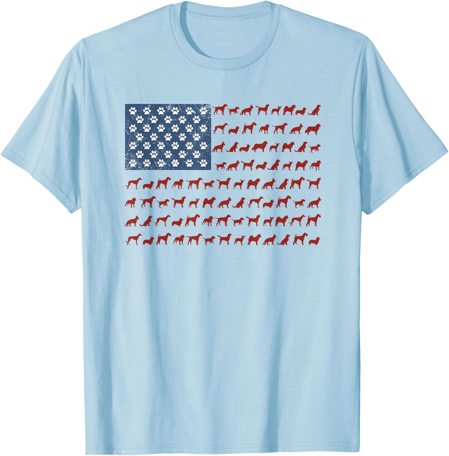 American Flag Dogs and Paws 4th of July Shirt Kids Men T-Shirt - T-Shirt | Light Blue