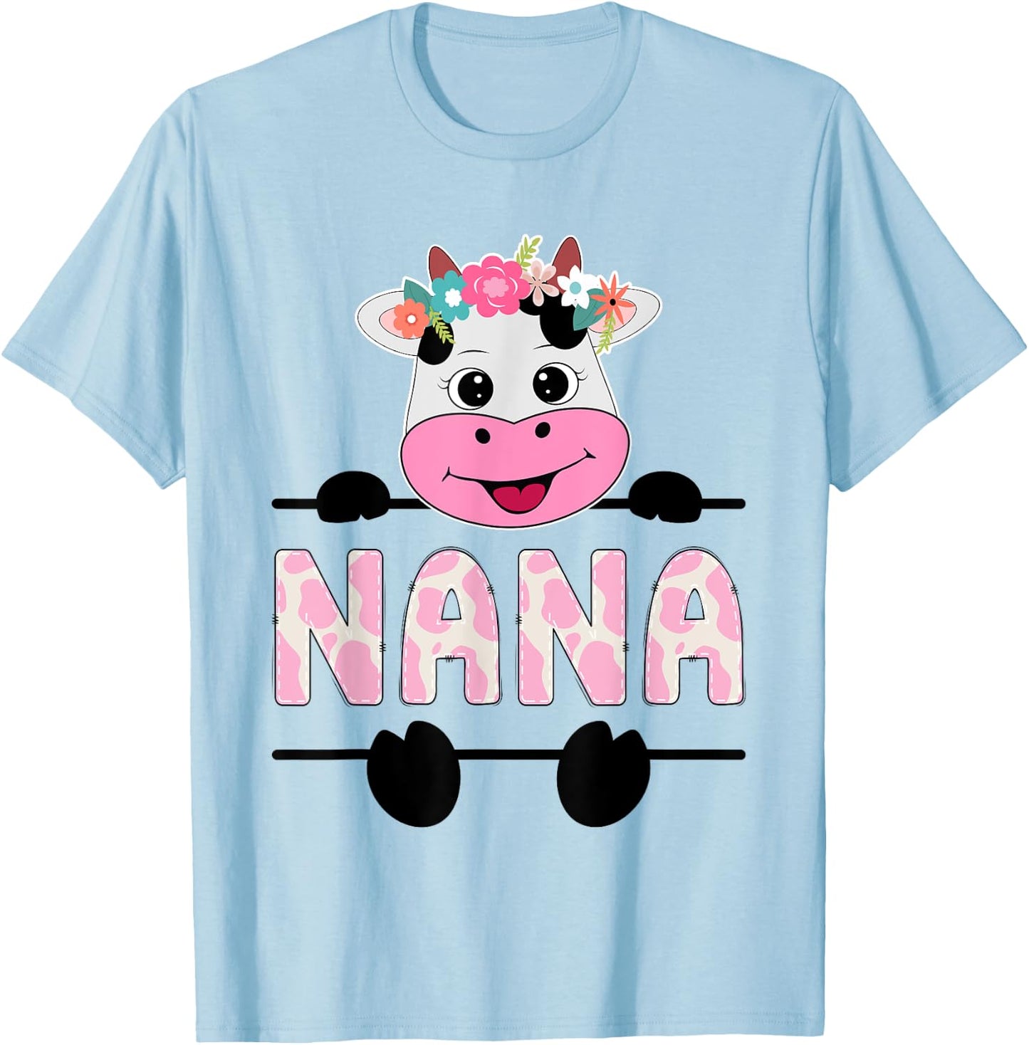 Nana Of The Birthday Girl Cow Grandma Family Party T-Shirt - T-Shirt | Light Blue