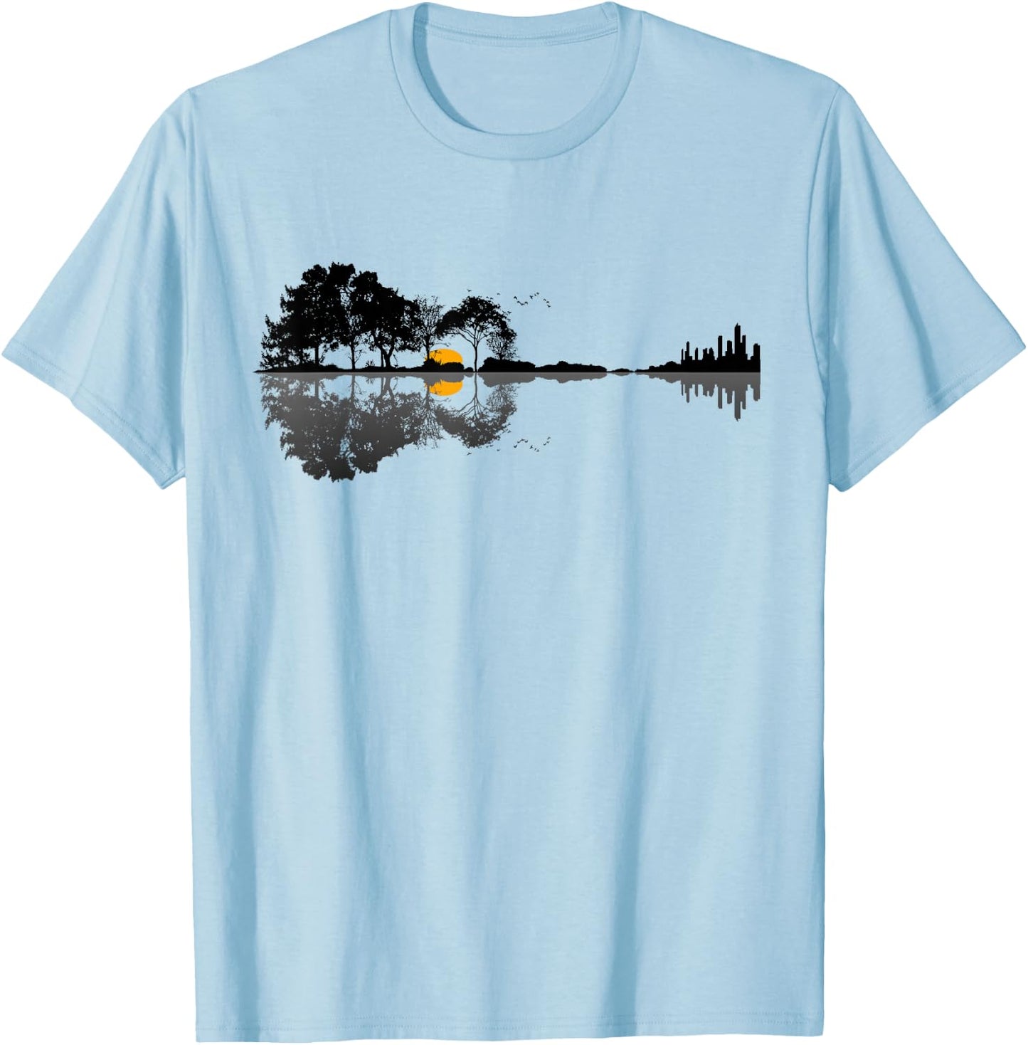 Retro Guitar T Shirt Lake Shadow Love Gitarre T-Shirt - T-Shirt | Light Blue