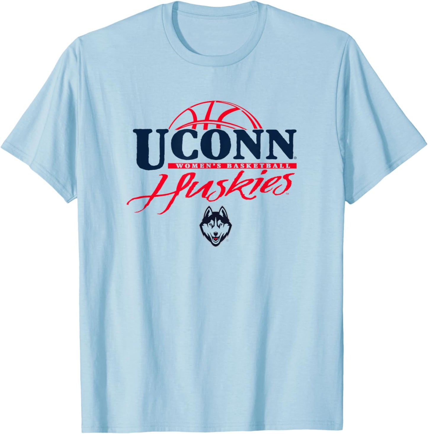 Connecticut Huskies Women's Basketball Layup White T-Shirt - T-Shirt | Light Blue