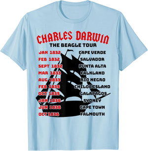 Naturalist Charles Darwin Beagle Meme Tour Earth Day Science T-Shirt - T-Shirt | Light Blue