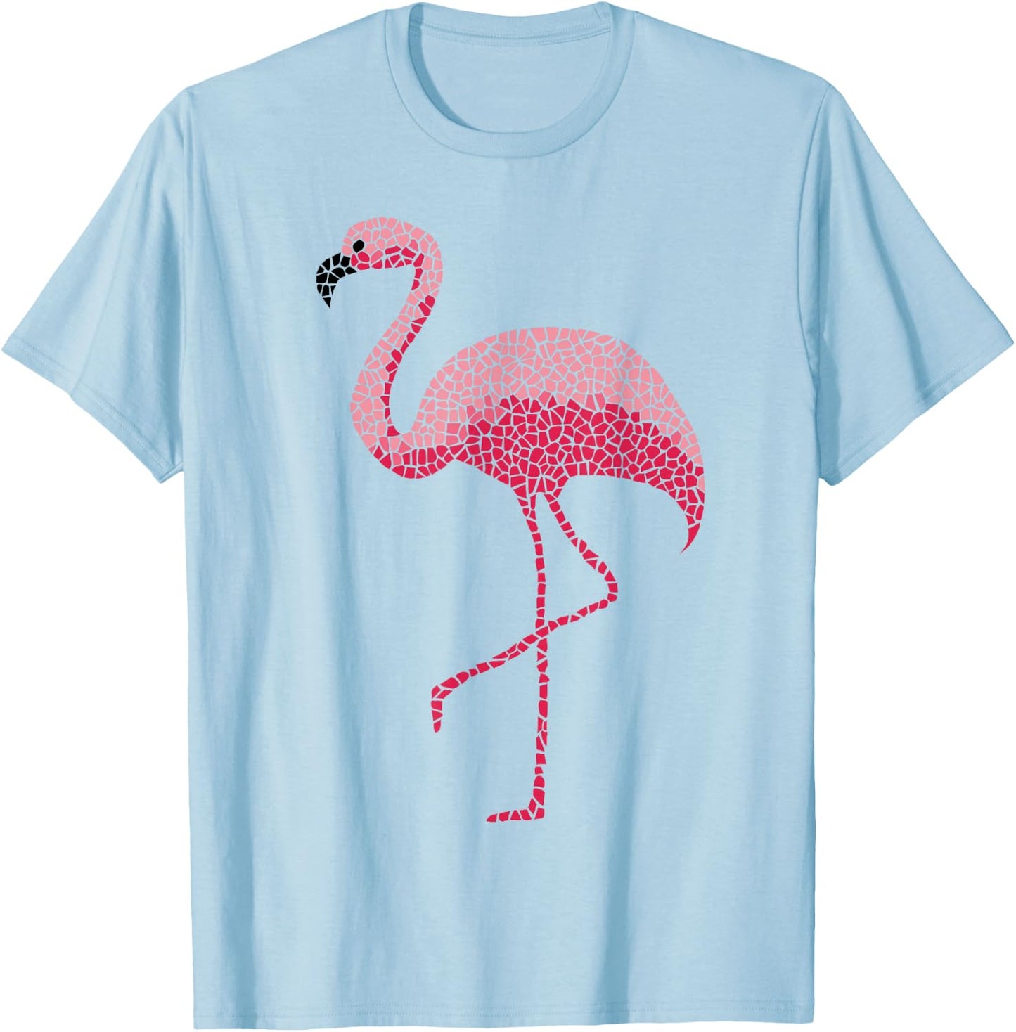 Tropical Pink Flamingo Bird Design T-Shirt - T-Shirt | Light Blue
