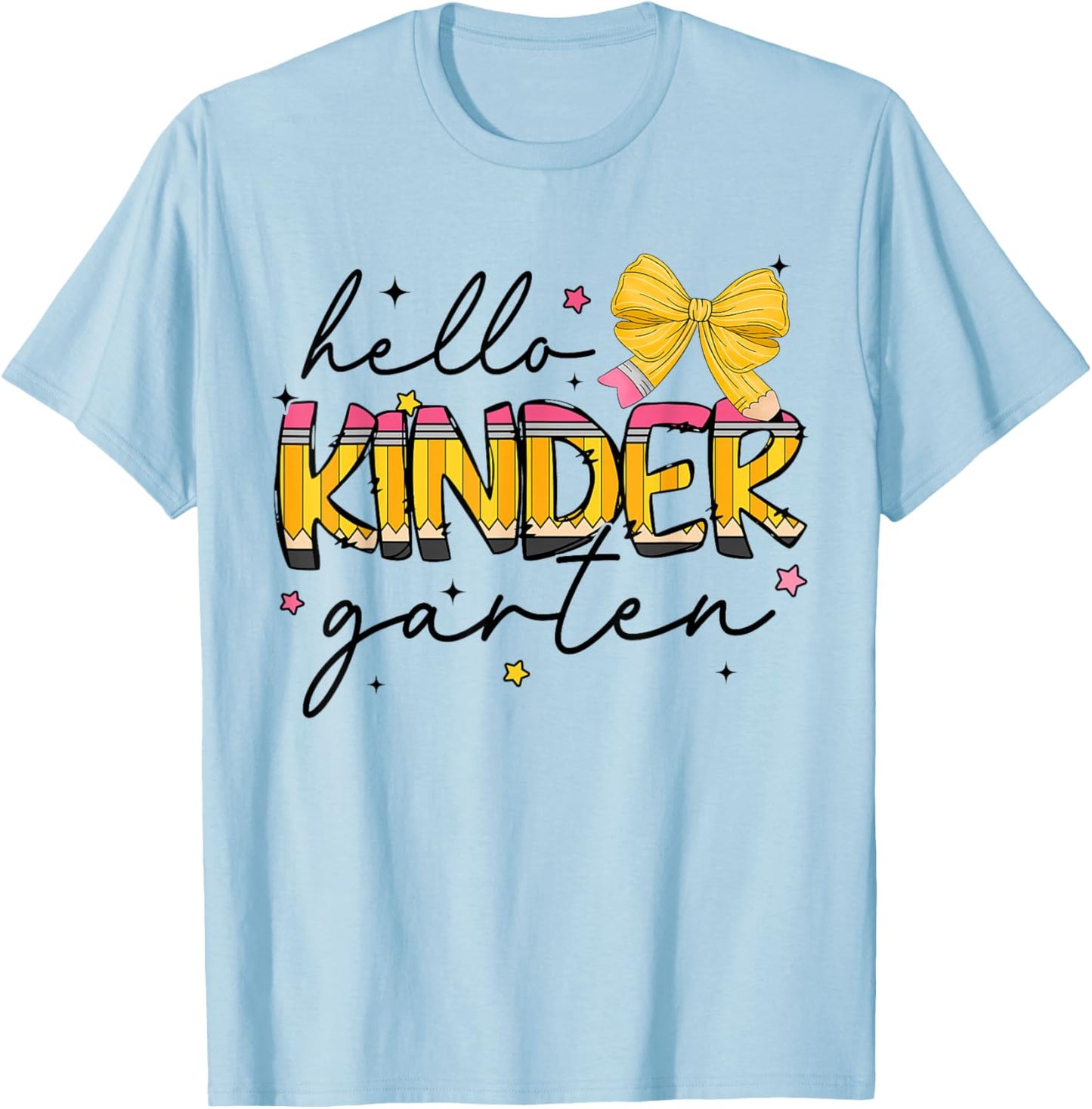 Back to School Kindergarten Pencil Coquette Bow Teacher Girl T-Shirt - T-Shirt | Light Blue