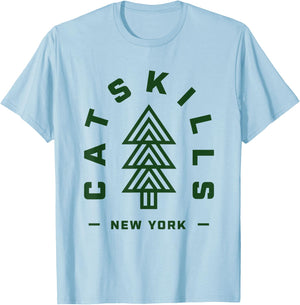 Catskills NY Camping Hiking Catskills Mountains Tree T-Shirt - T-Shirt | Light Blue