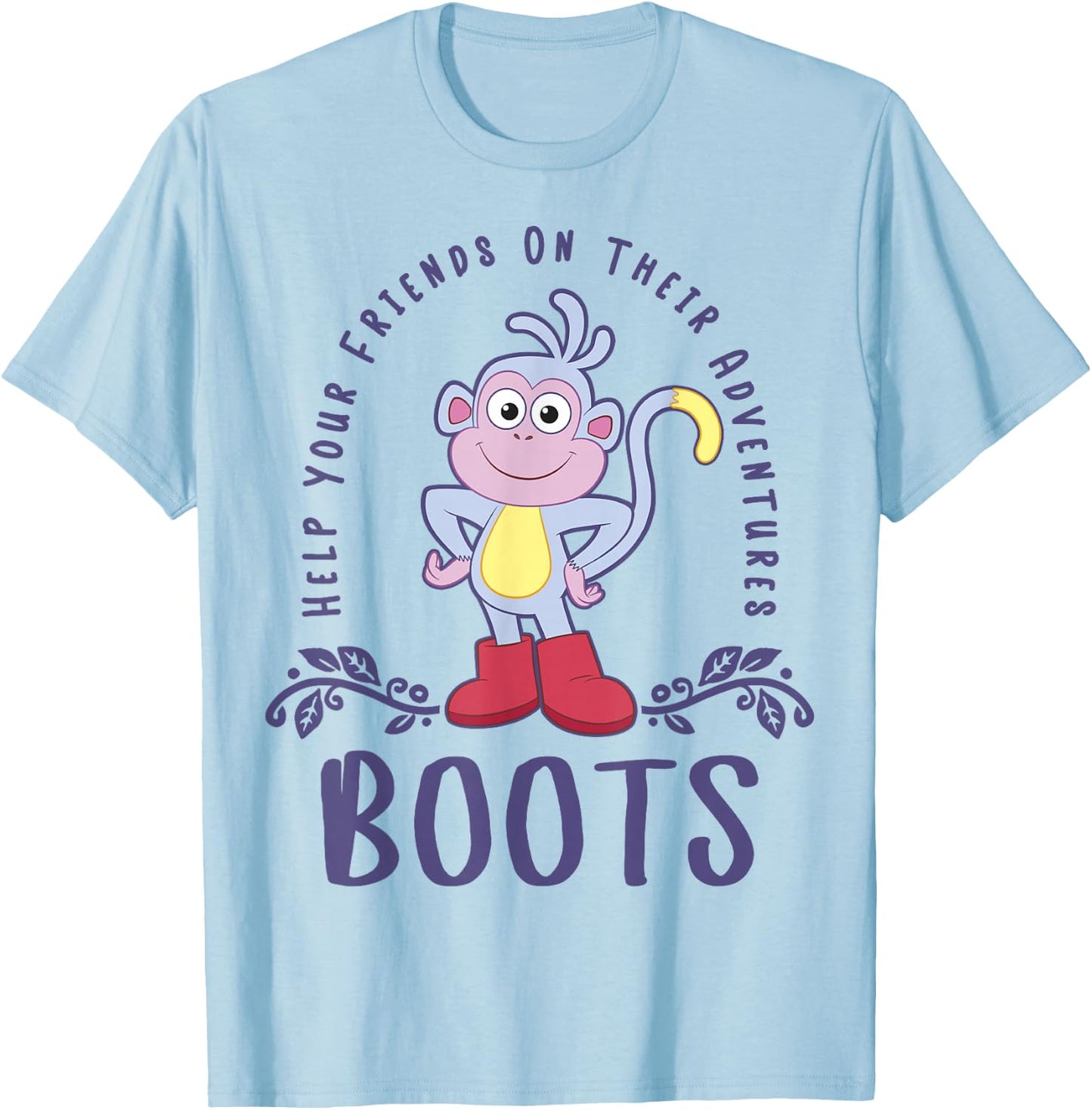 Dora The Explorer Boots Help Your Friends On Their Adventure Small T-Shirt - T-Shirt | Light Blue