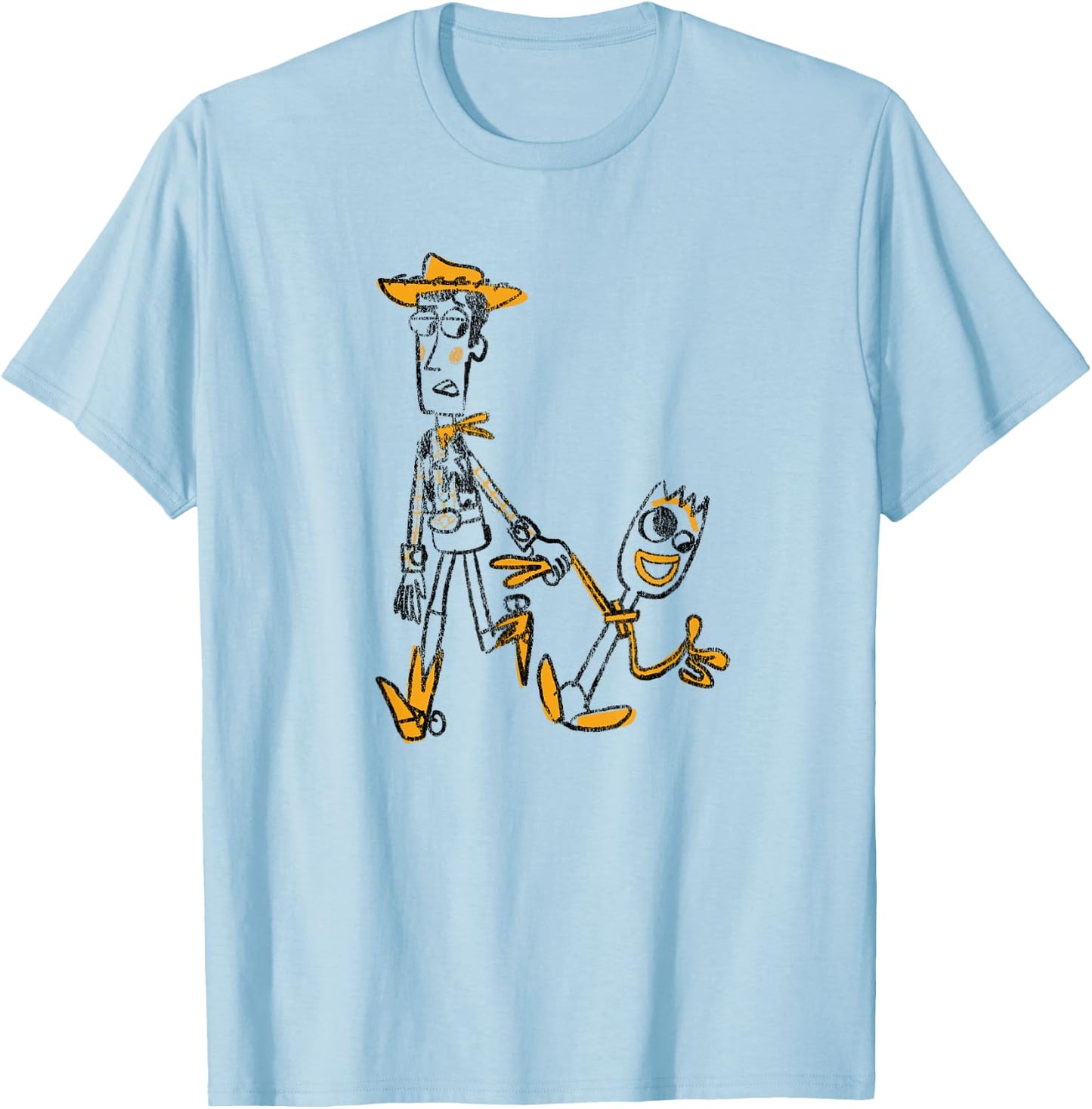 Disney Pixar Toy Story 4 Woody and Forky Sketch T-Shirt - T-Shirt | Light Blue
