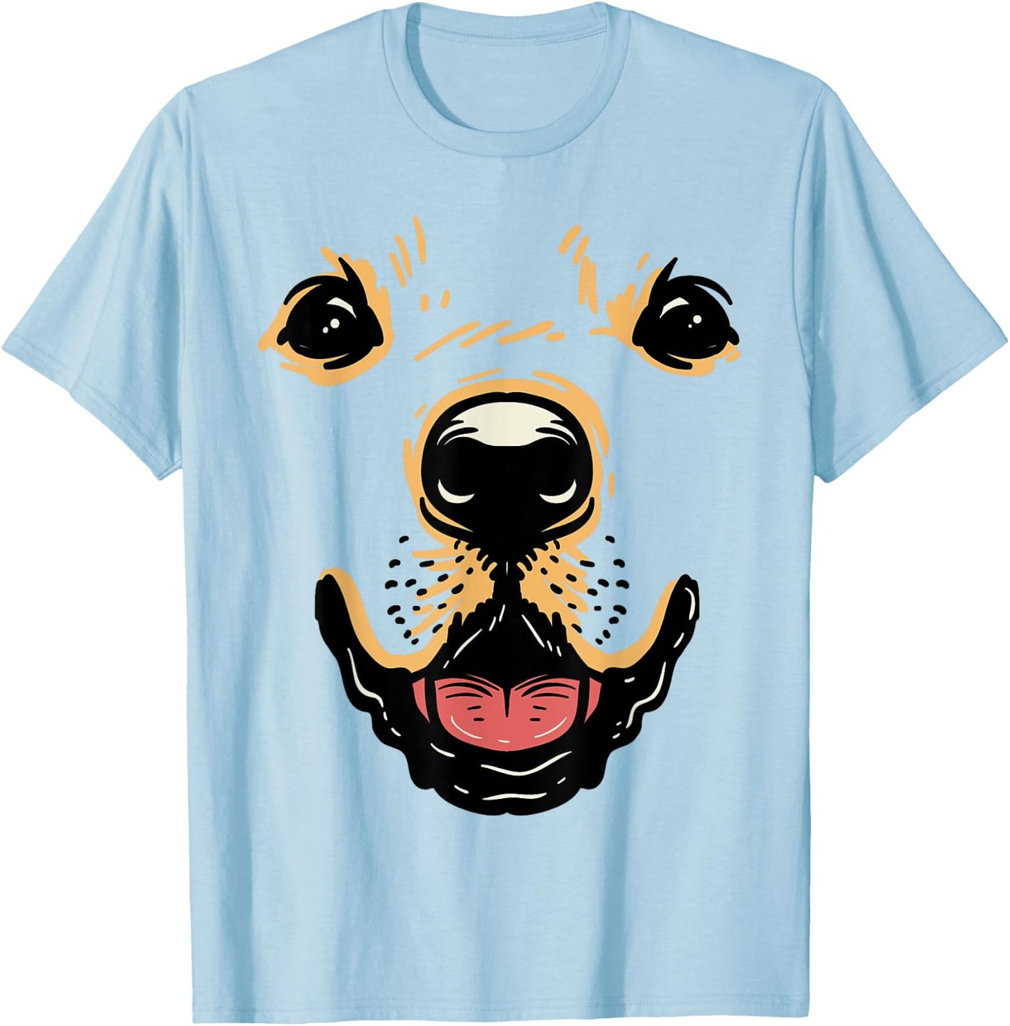 Dog Face Shirt Golden Retriever Labrador Halloween Costume Women Kids T-Shirt - T-Shirt | Light Blue