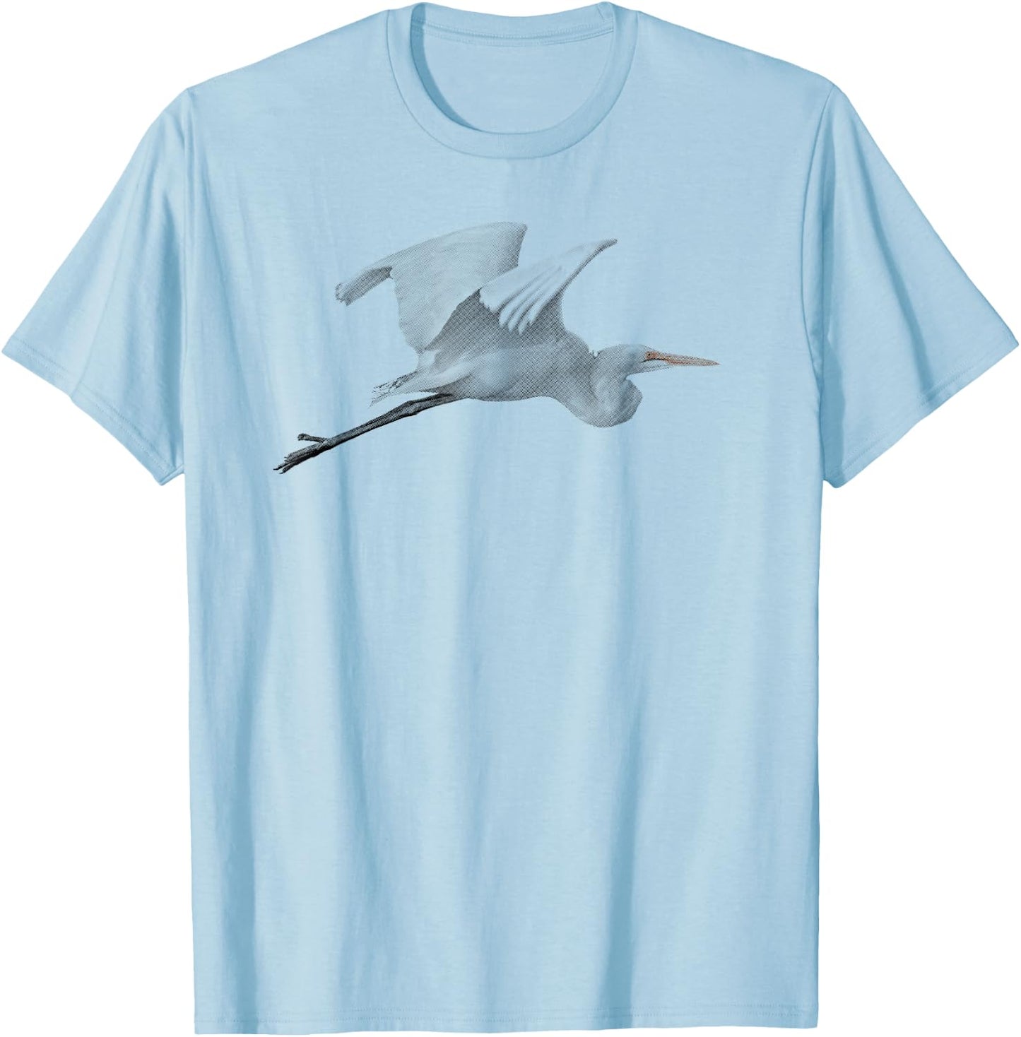 Great White Egret in Flight T-Shirt - T-Shirt | Light Blue