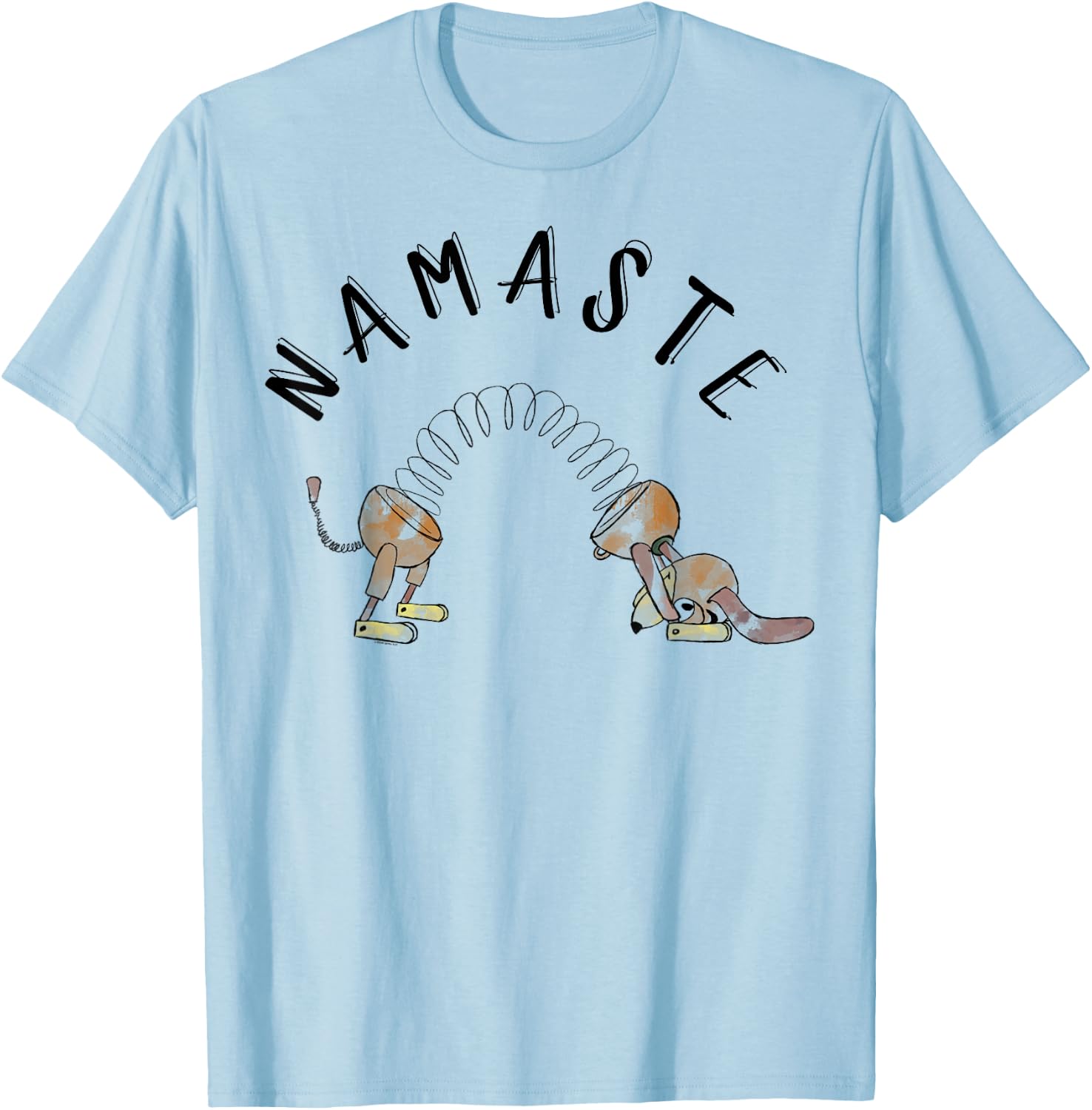 Disney Pixar Toy Story Slinky Dog Namaste Stretch Poster T-Shirt - T-Shirt | Light Blue