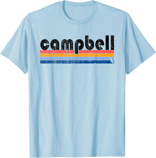 Vintage 80s Style Campbell CA T-Shirt - T-Shirt | Light Blue