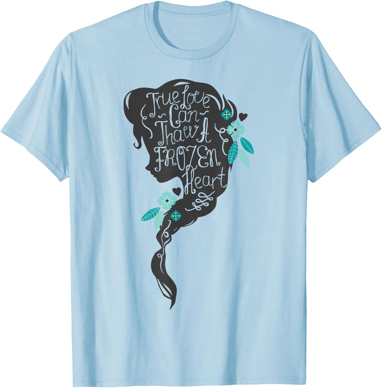 Disney Frozen Elsa Head Profile Love Thaws Graphic T-Shirt - T-Shirt | Light Blue