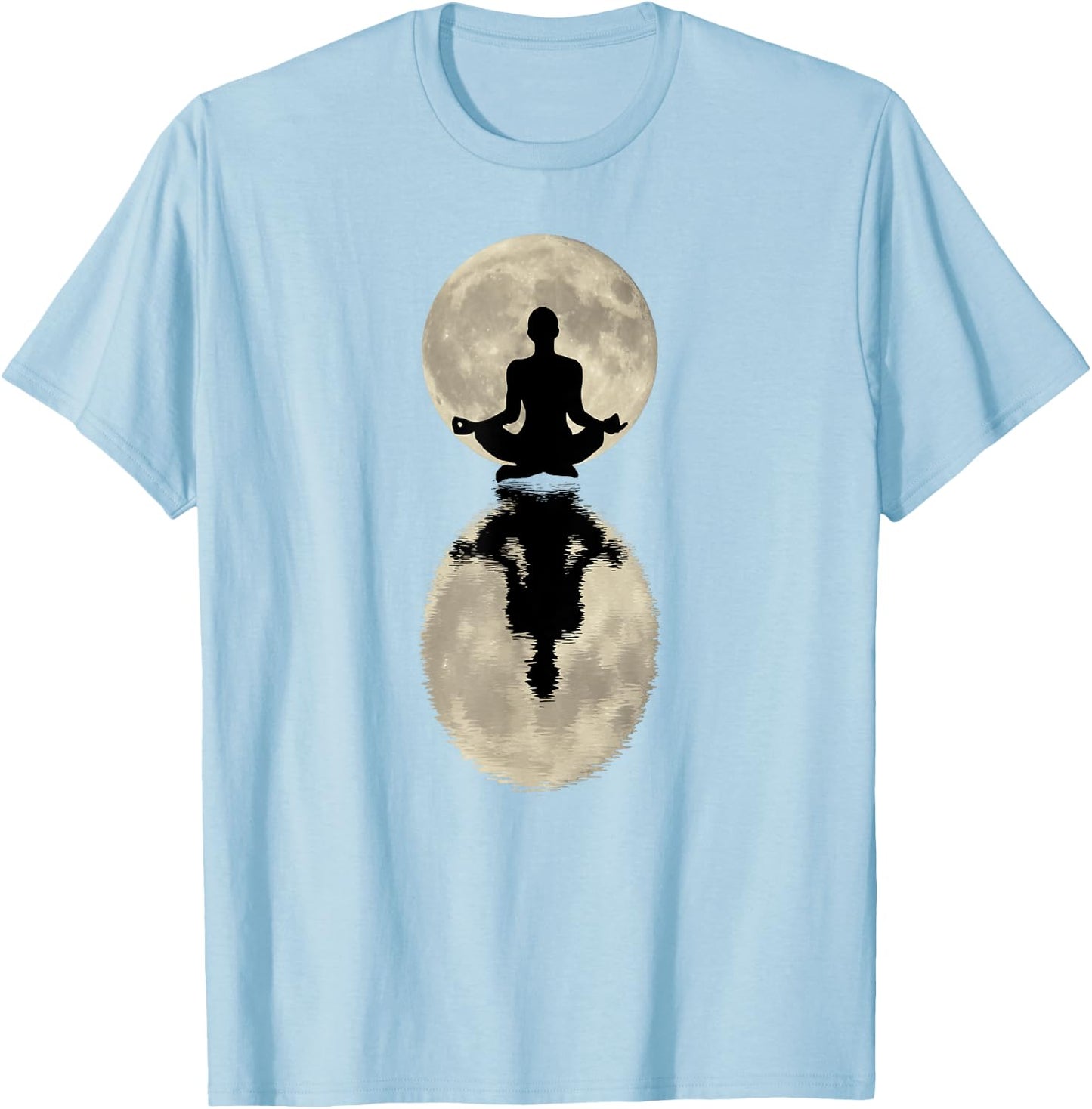 Yoga Gift - Namaste Moon Refection Zen Spiritual T-Shirt - T-Shirt | Light Blue